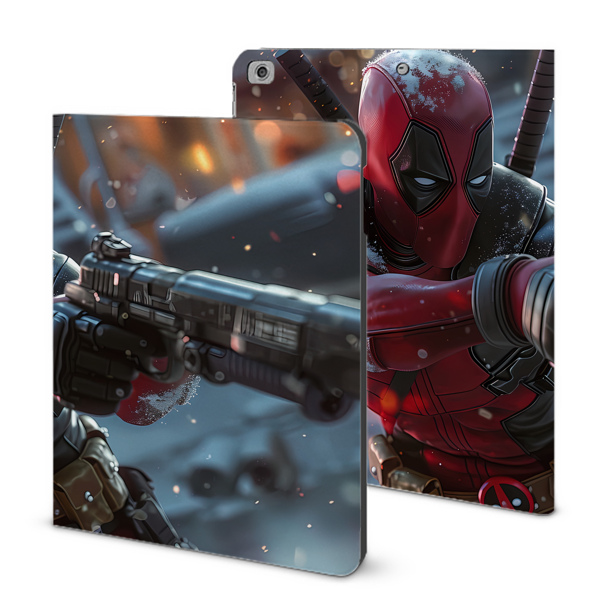 （画像用） Deadpool デッドプール IPad ケース ブック型 PUレザー TPU 耐衝撃 軽量 薄型 ペン収納なし 全面保護 IPad 各モデル対応